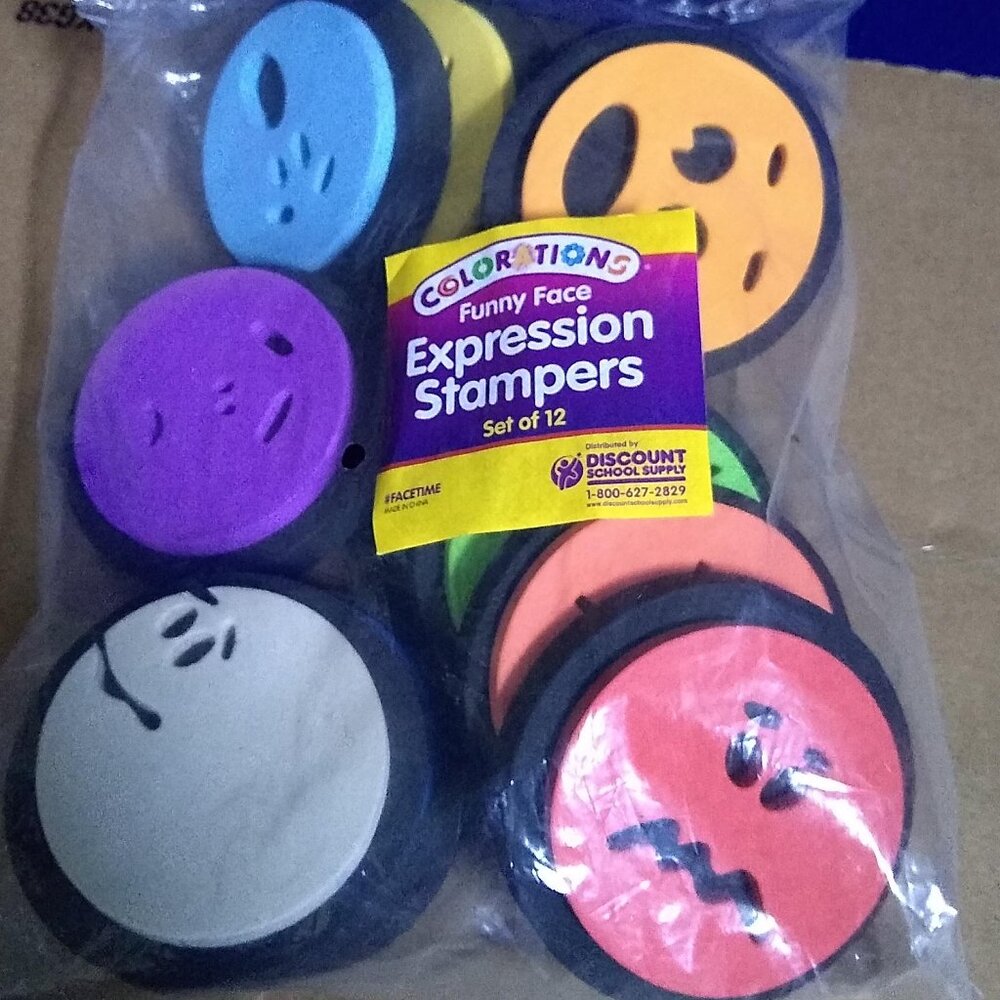 Colorations Easy-Grip Funny Face Expression Stampers Set of 12 New